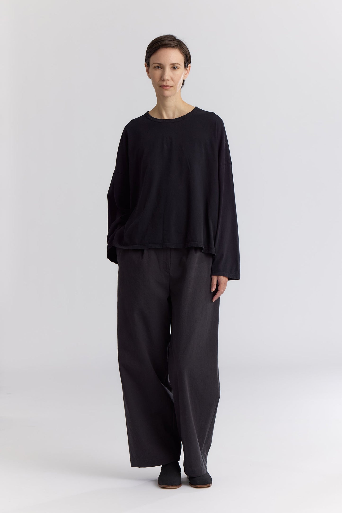 LOOSE L/S TEE / BLACK / OR-LT10 (Small Repair)