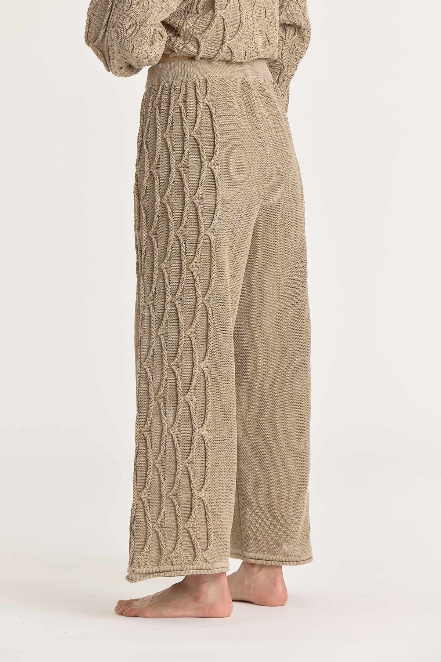 CABLE KNIT PANTS / TAUPE / C-CBP25