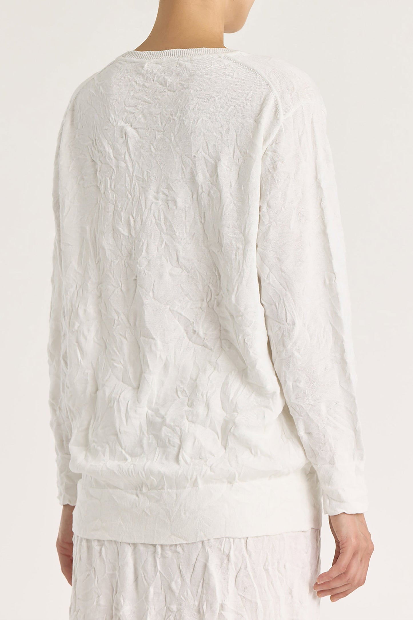 CRINKLED SUMMER KNIT TOP / WHITE / CP-LCK09