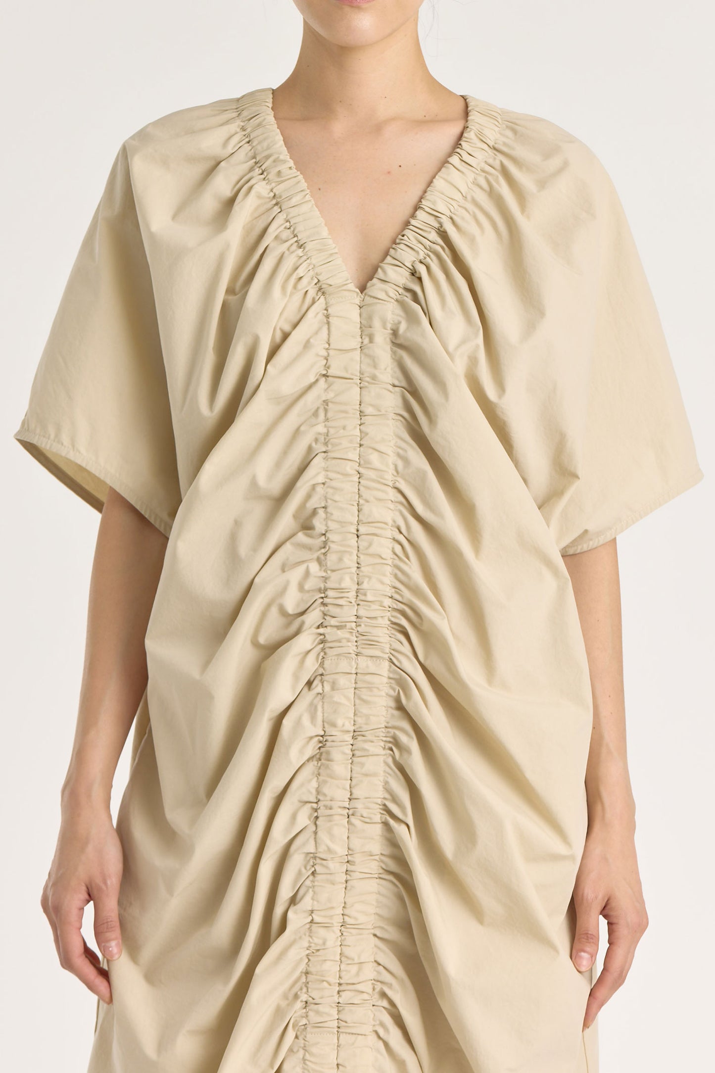 RUCHED DRESS / OYSTER / C-RD02