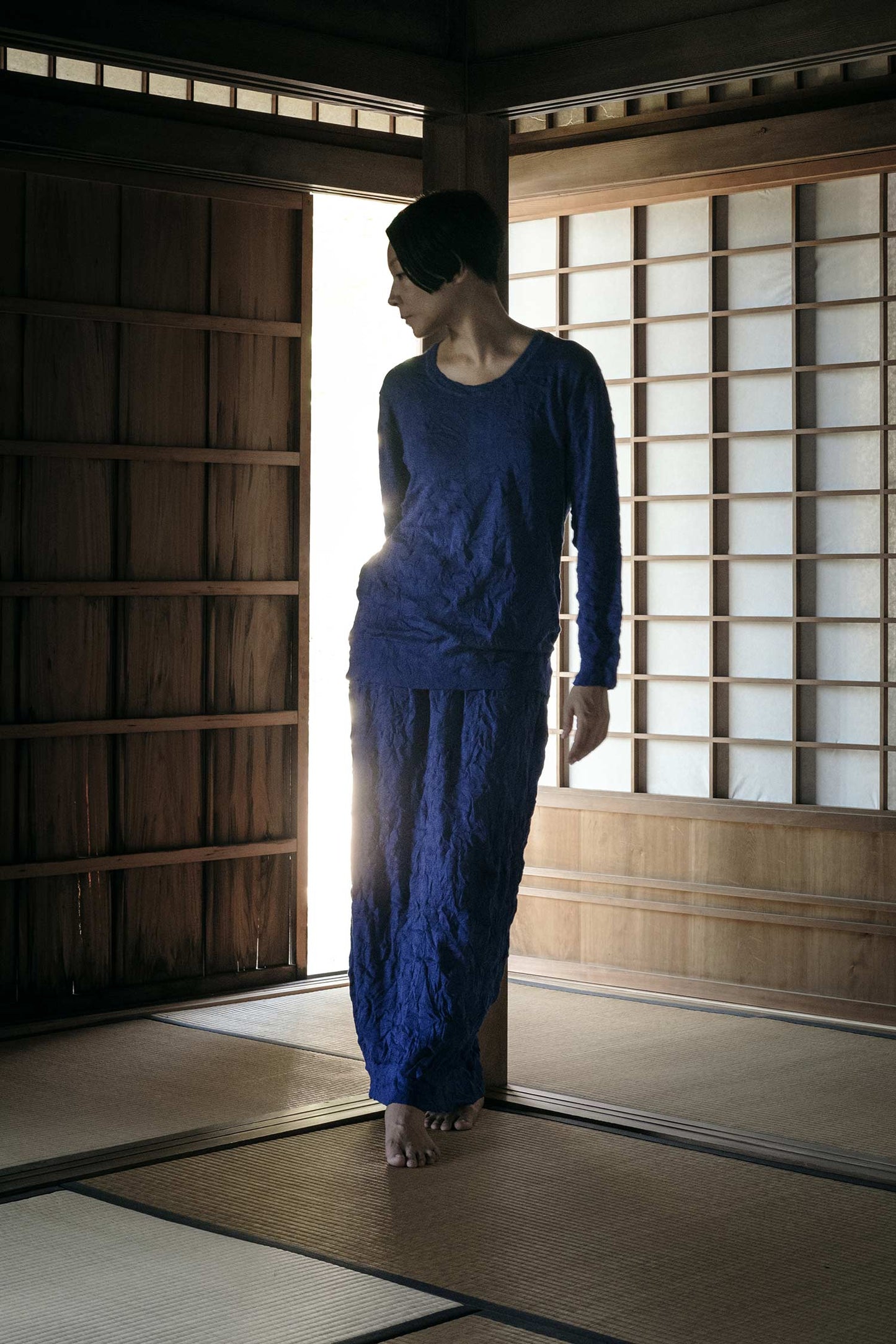 CRINKLED SUMMER KNIT / BLUE