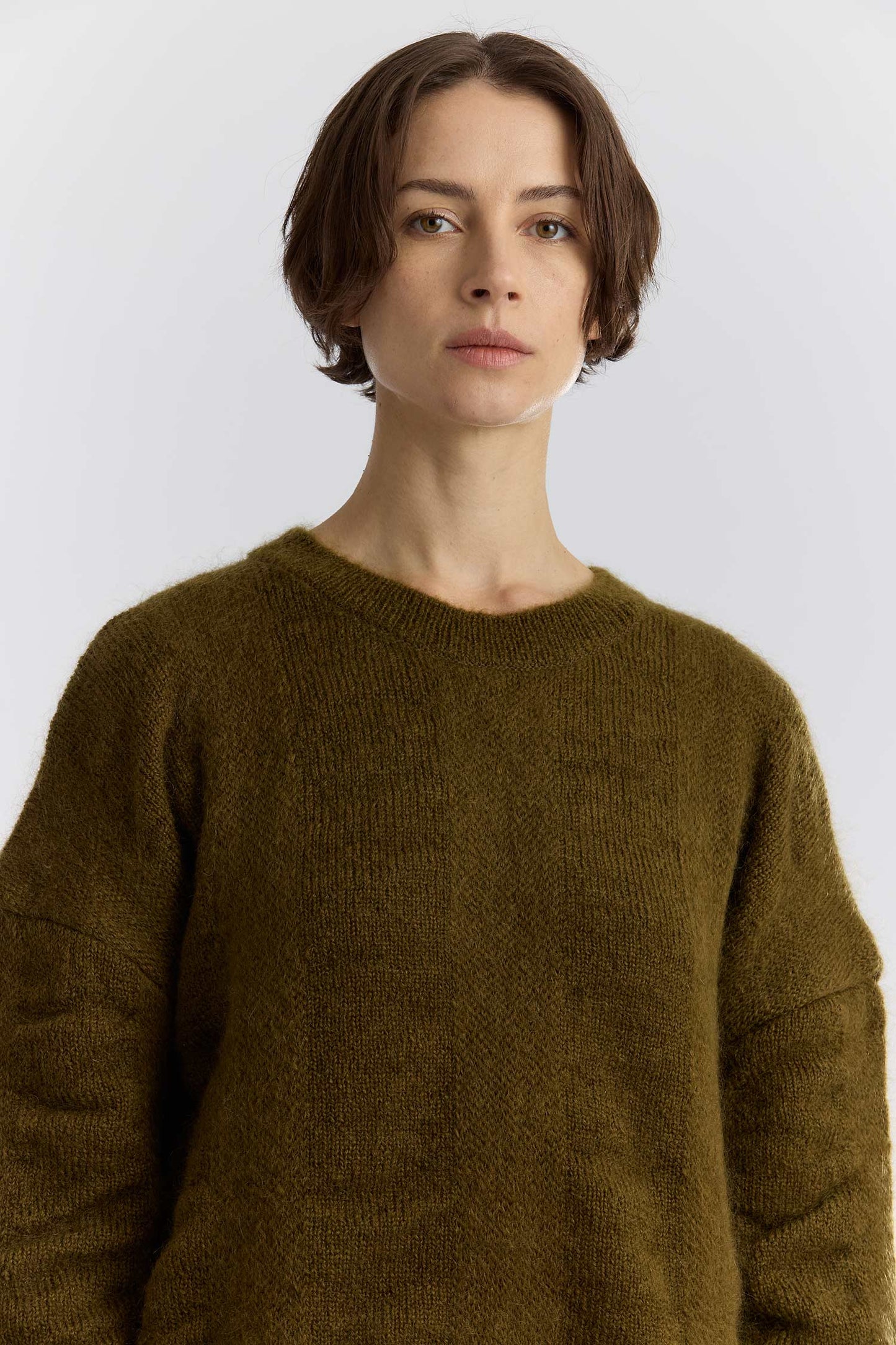 WATERFALL KNIT DRESS / DK. OLIVE / KN-KD02