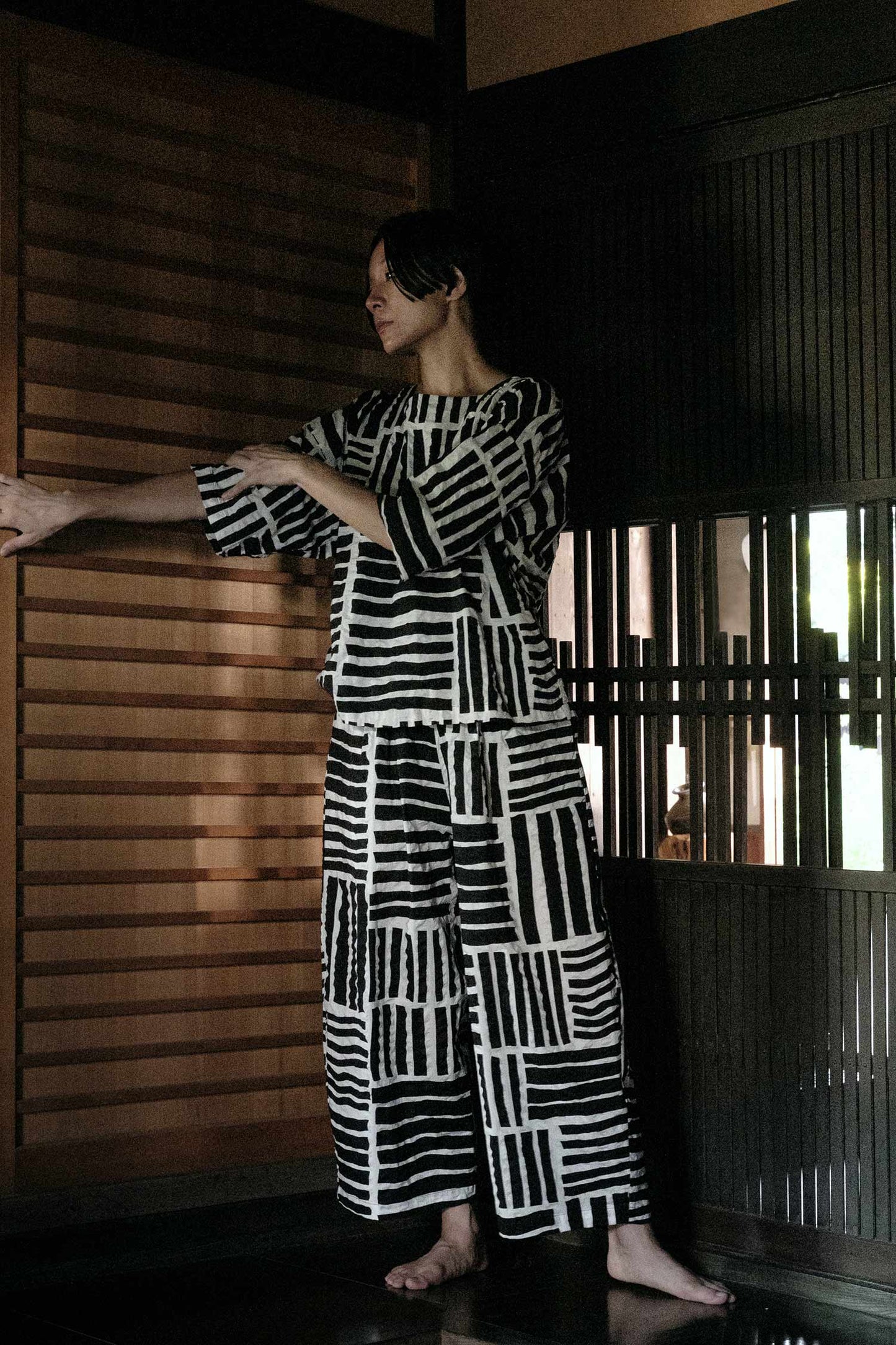 WIDE PANTS / PRINT BLACK