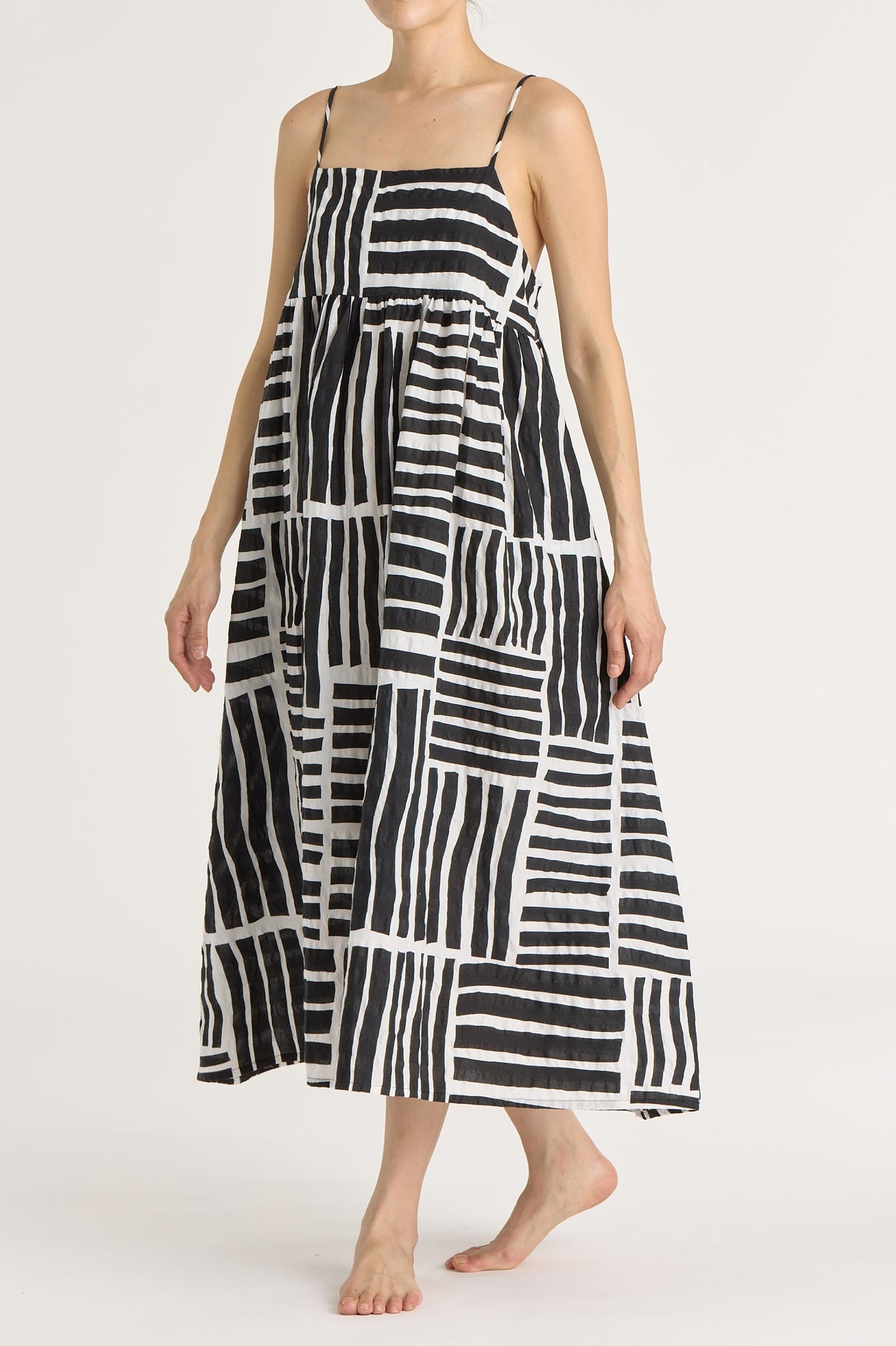 STRAP DRESS / PRINT BLACK