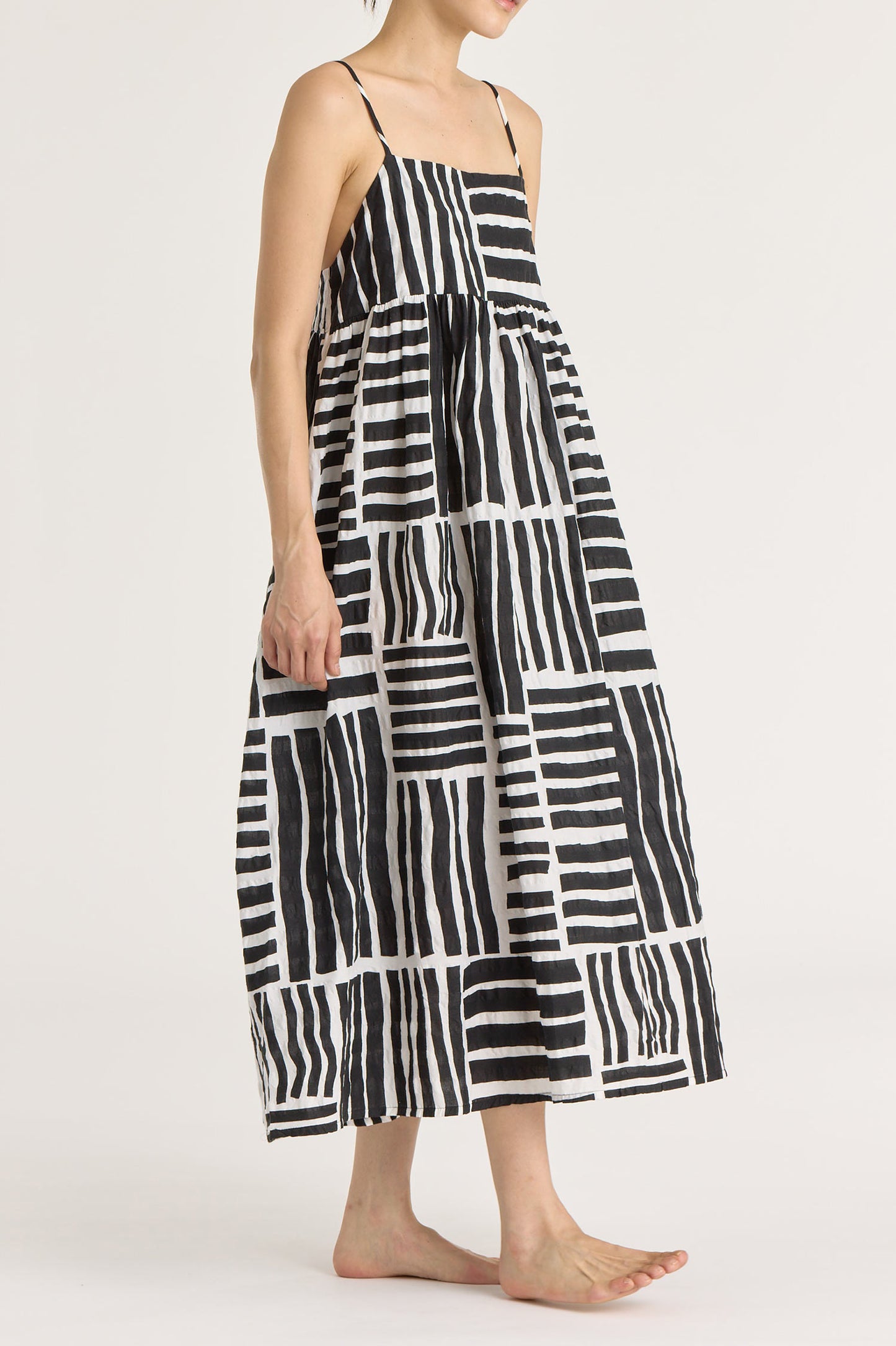 STRAP DRESS / PRINT BLACK
