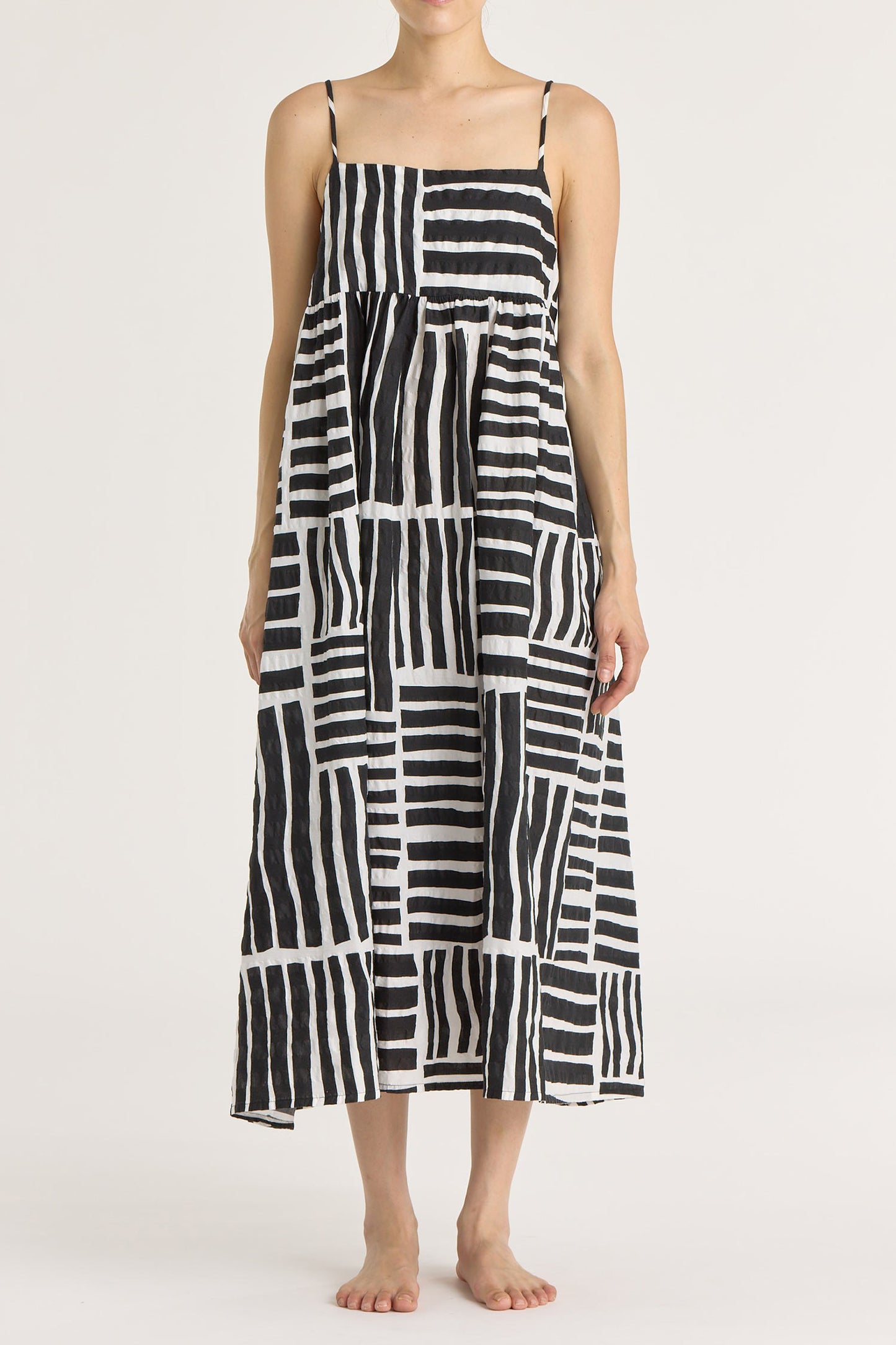 STRAP DRESS / PRINT BLACK