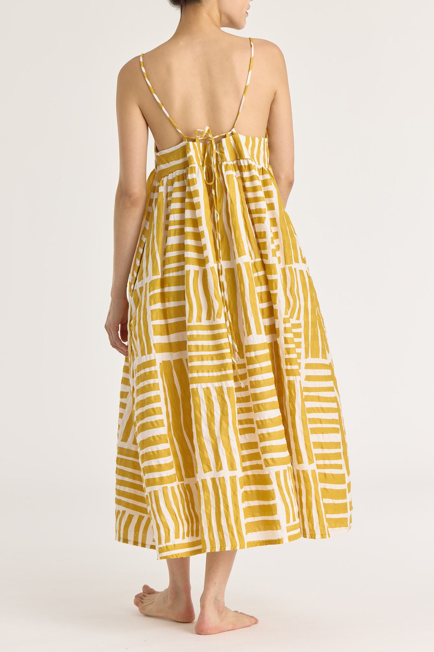 STRAP DRESS / PRINT GOLD