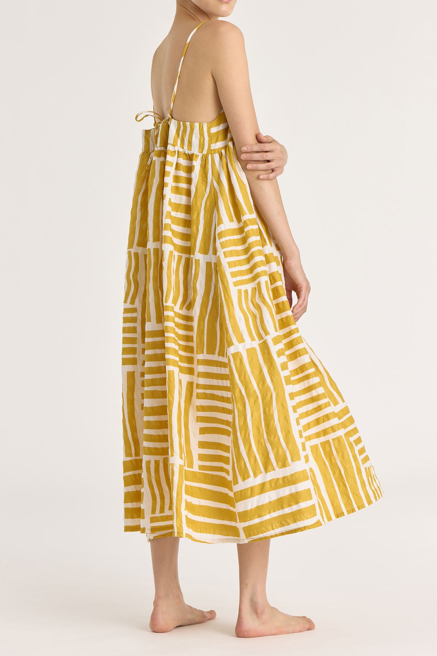 STRAP DRESS / PRINT GOLD