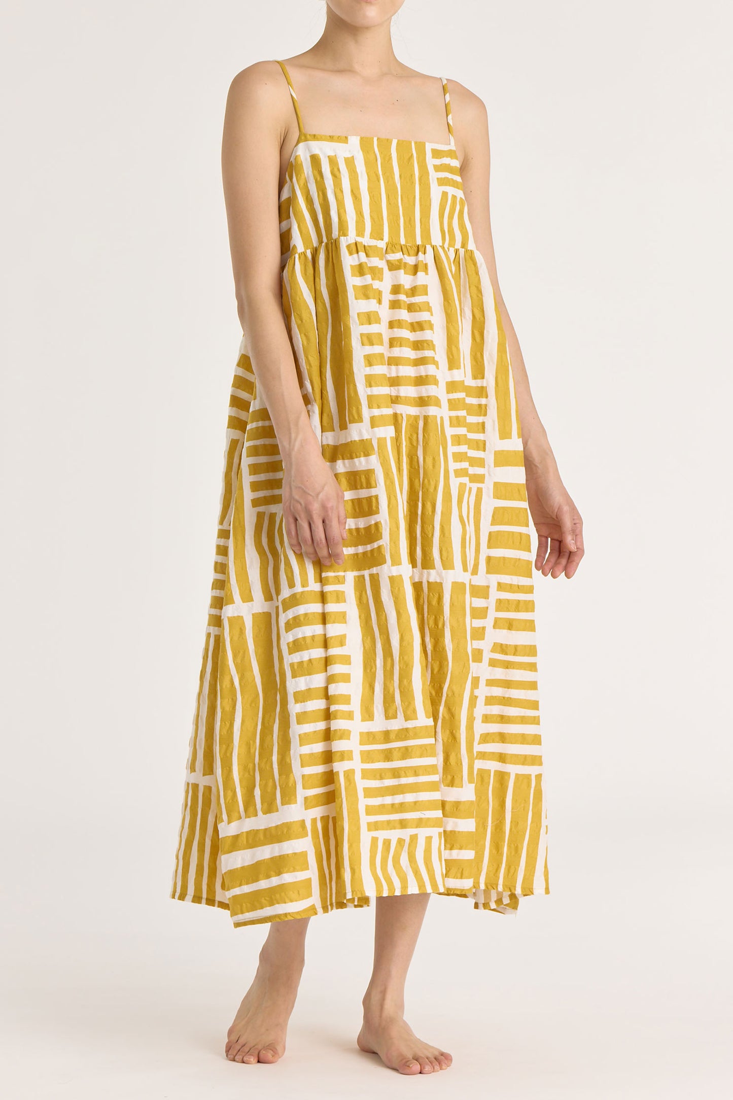 STRAP DRESS / PRINT GOLD
