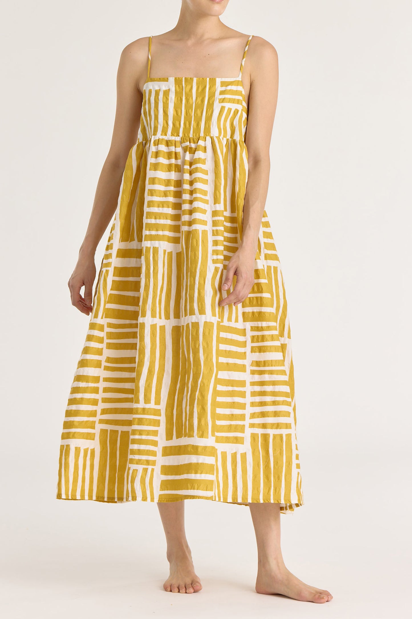 STRAP DRESS / PRINT GOLD