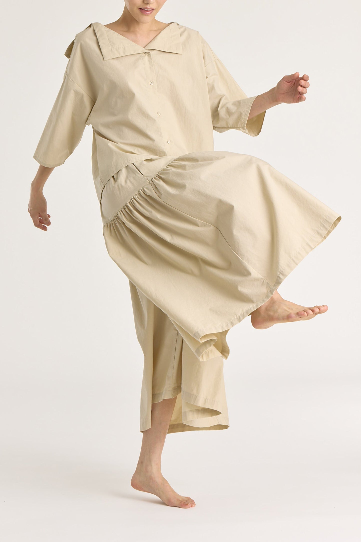 GATHERED CULOTTES / OYSTER / C-GC04