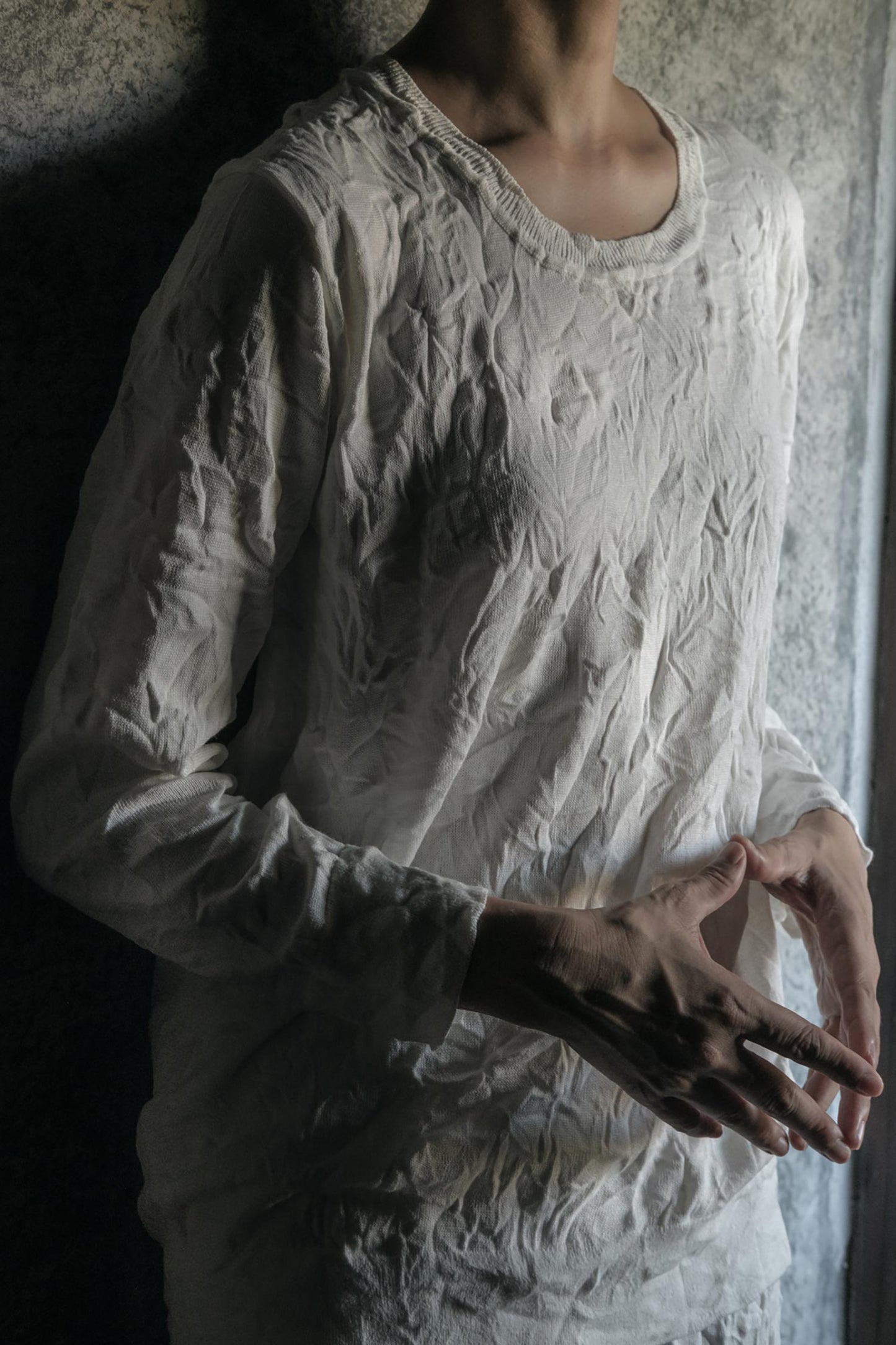 CRINKLED SUMMER KNIT / WHITE