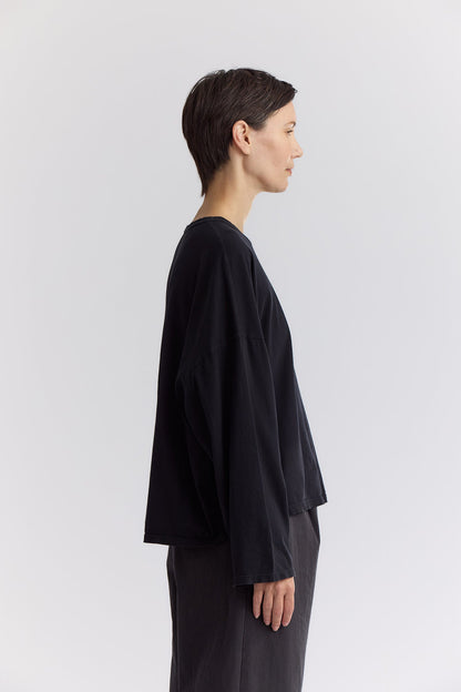 LOOSE L/S TEE / BLACK / OR-LT10 (Small Repair)