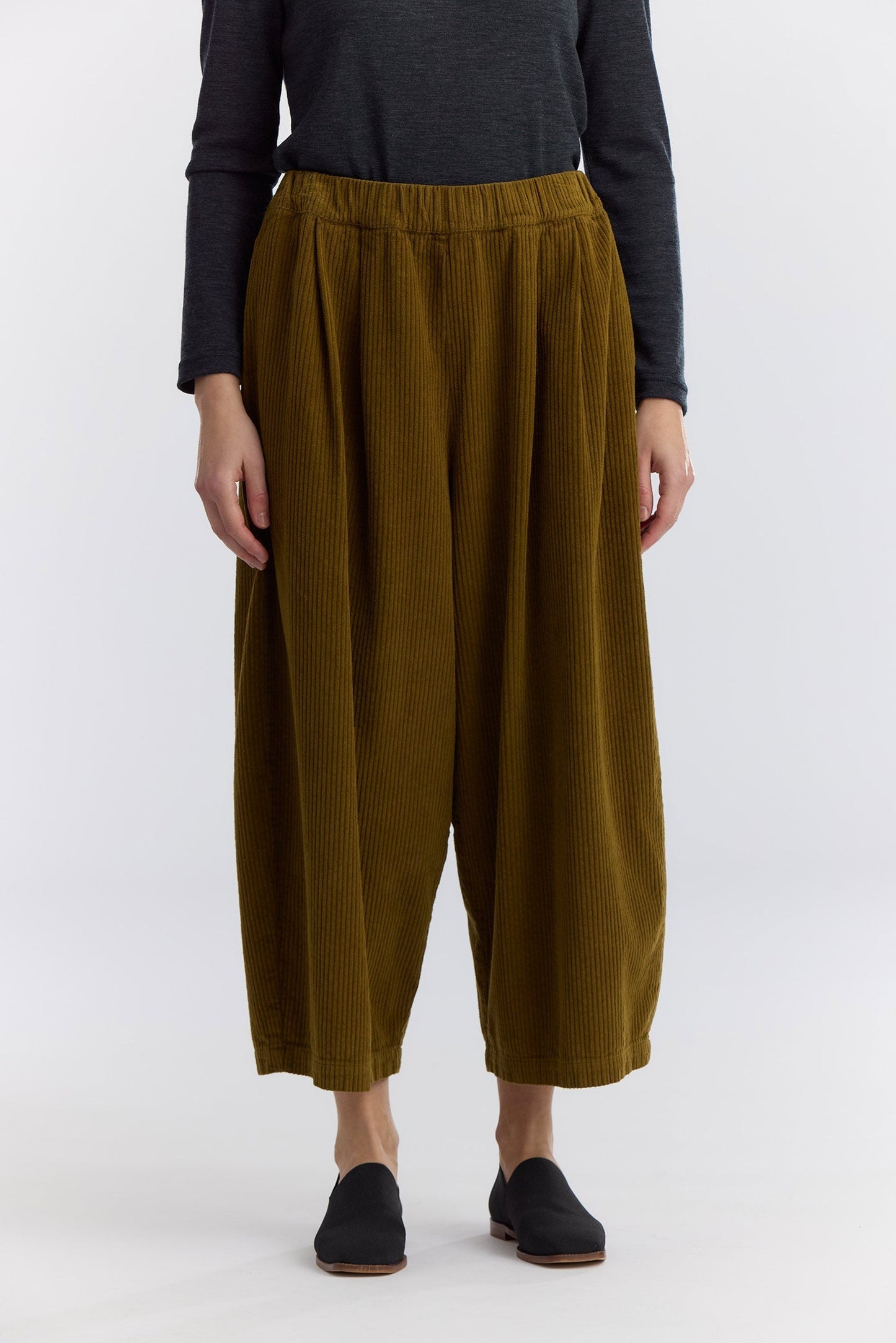 CORDUROY WIDE PANTS / DK. OLIVE