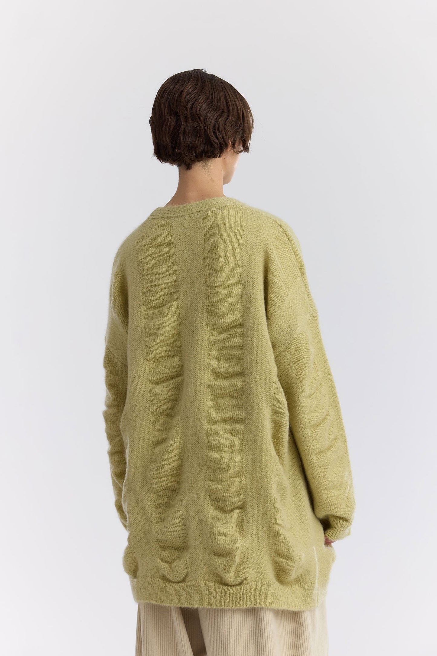 WATERFALL OVERSIZED LONG CARDIGAN / LIME