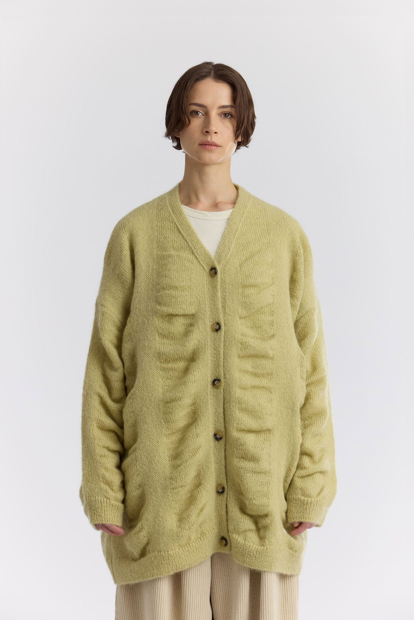 WATERFALL OVERSIZED LONG CARDIGAN / LIME