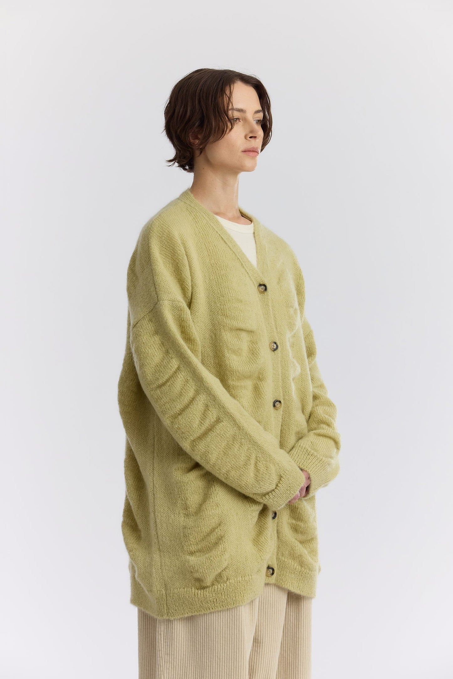 WATERFALL OVERSIZED LONG CARDIGAN / LIME