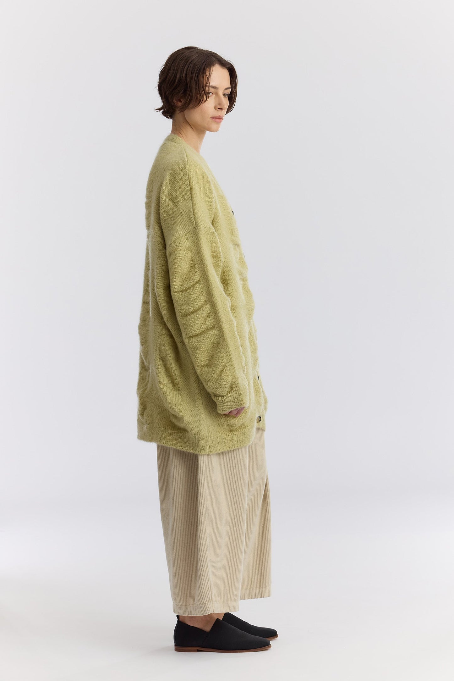 WATERFALL OVERSIZED LONG CARDIGAN / LIME