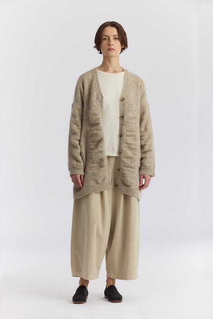 WATERFALL OVERSIZED LONG CARDIGAN / NATURL / KN-LC09