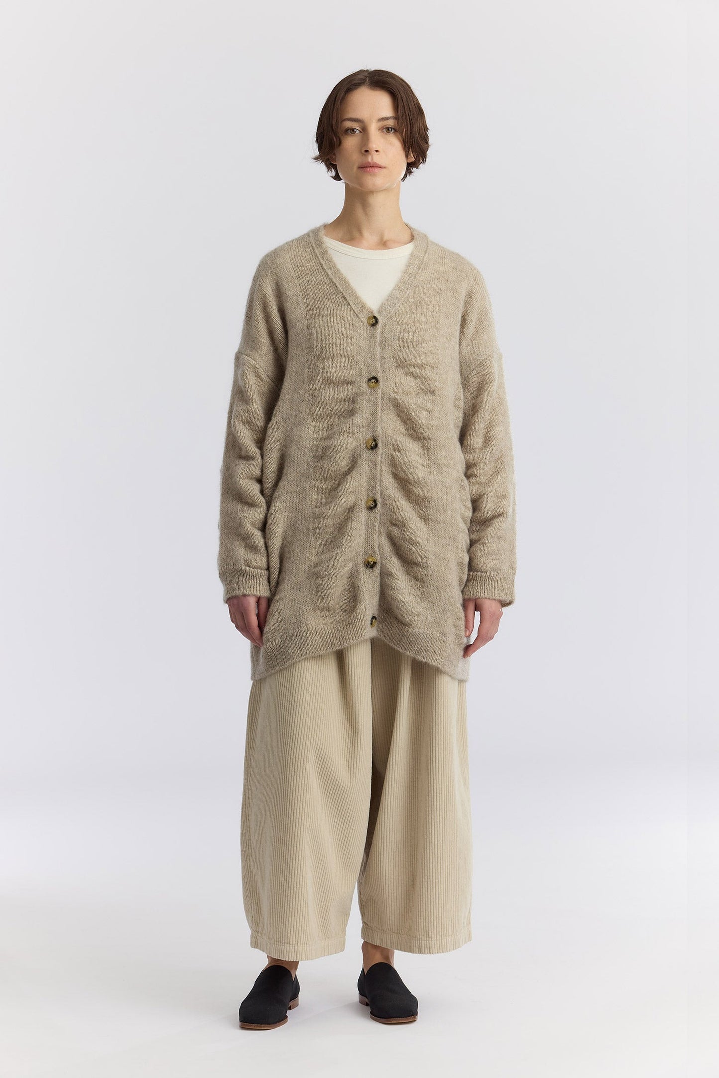 WATERFALL OVERSIZED LONG CARDIGAN / NATURL