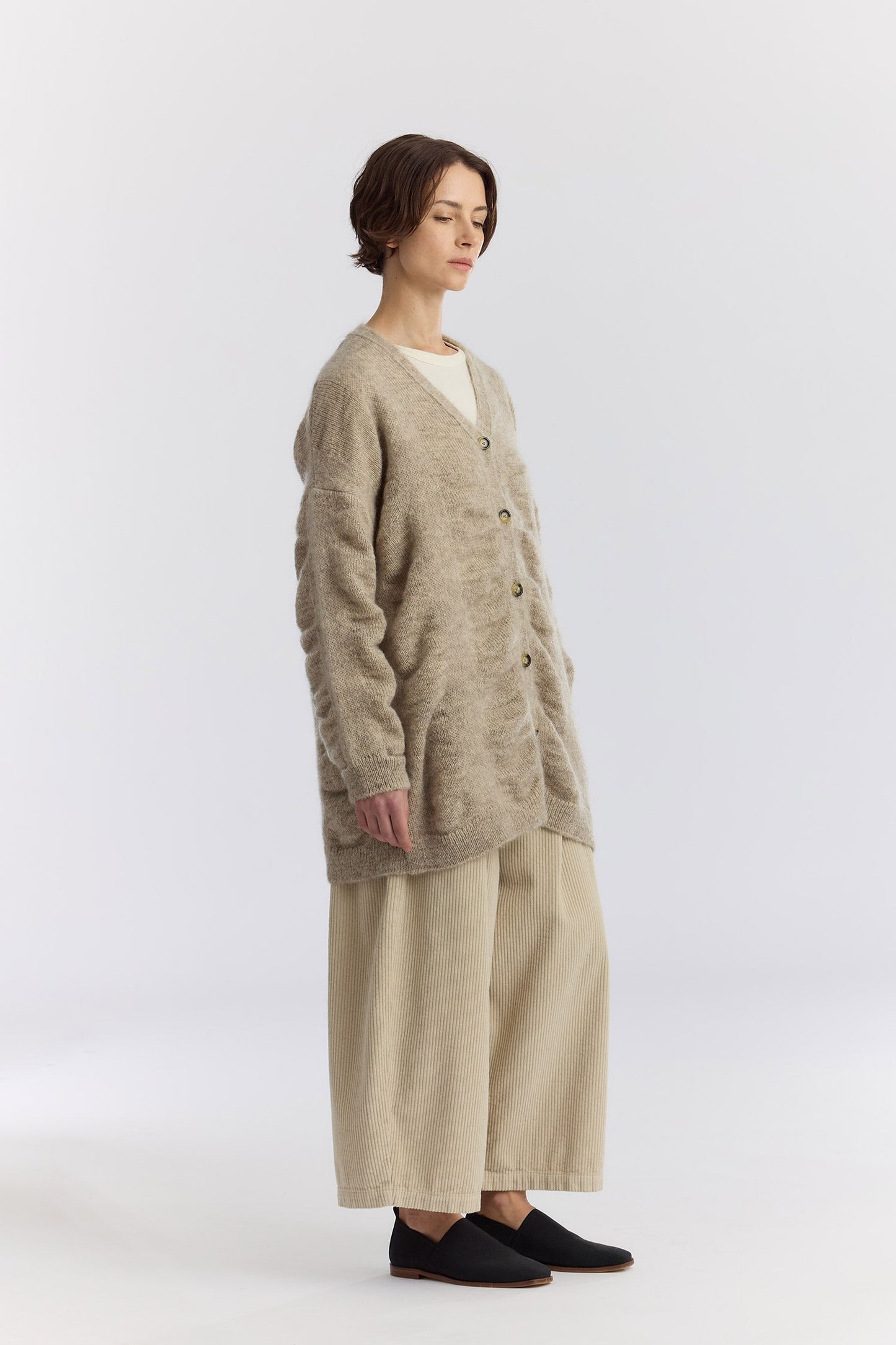 WATERFALL OVERSIZED LONG CARDIGAN / NATURL