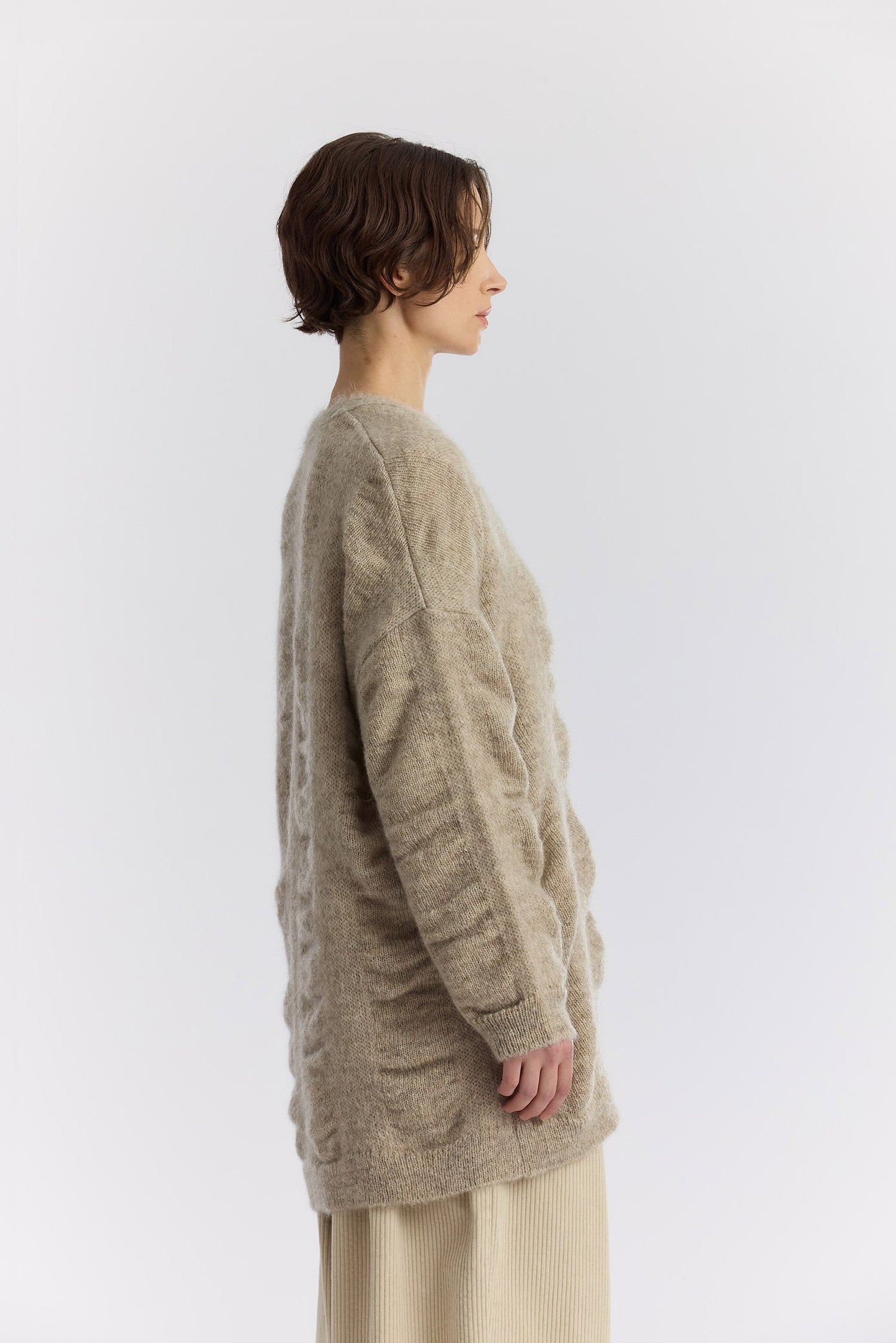 WATERFALL OVERSIZED LONG CARDIGAN / NATURL