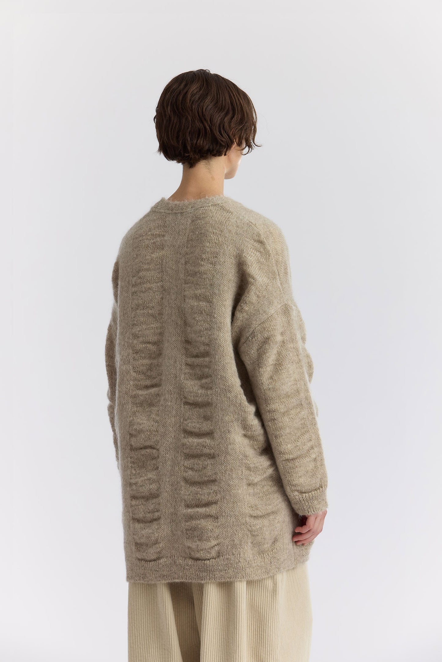 WATERFALL OVERSIZED LONG CARDIGAN / NATURL