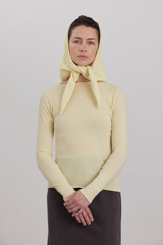 ORGANIC COTTON CASHMERE TRIANGLE SCARF / CUSTARD
