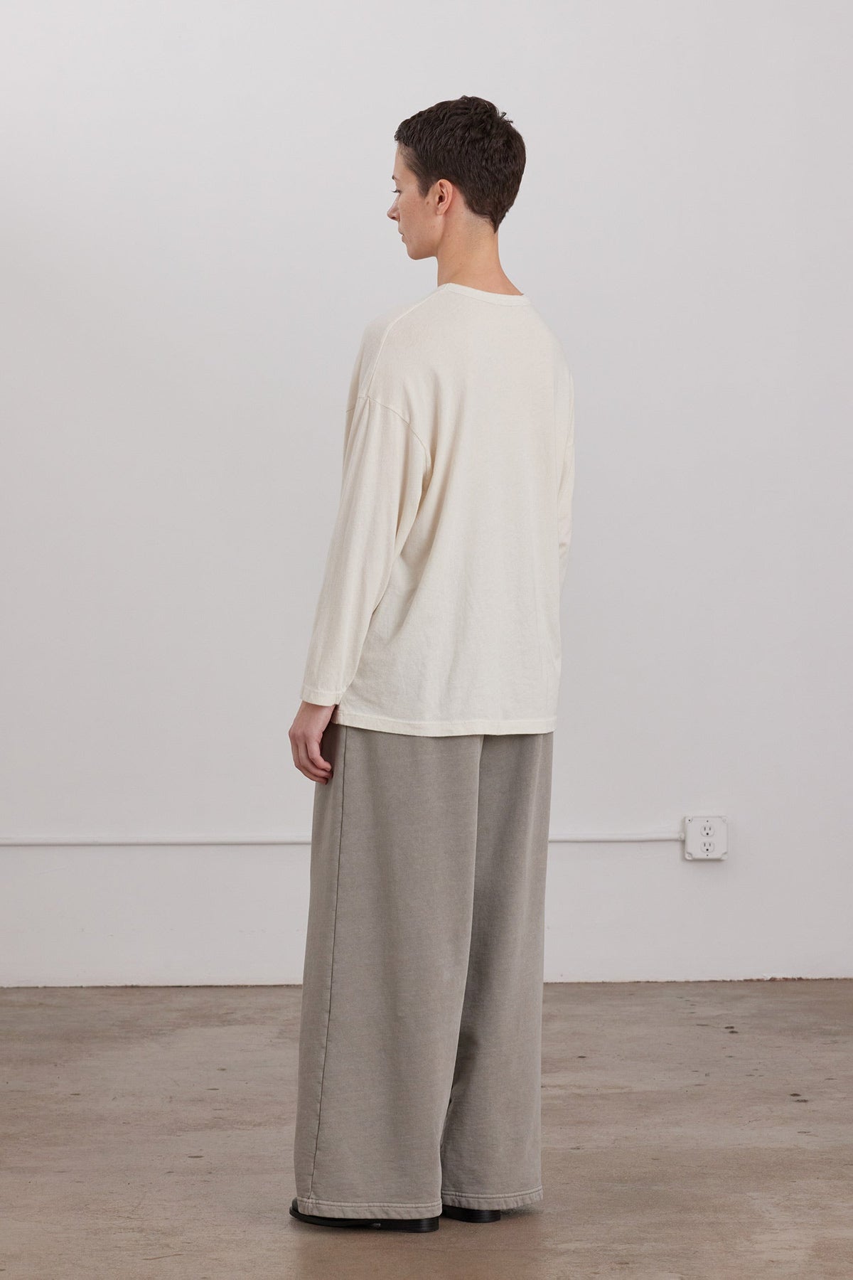 ORGANIC COTTON CASHMERE WIDE LONG SWEATPANTS / STONE