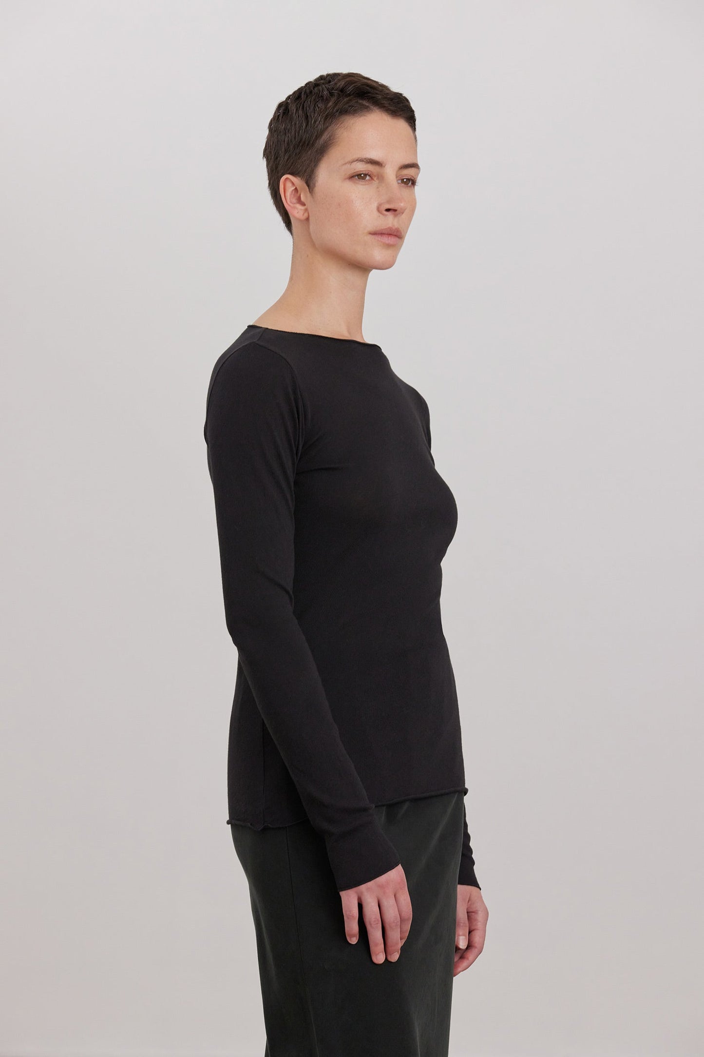 BOAT NECK LONG SLEEVE / BLACK