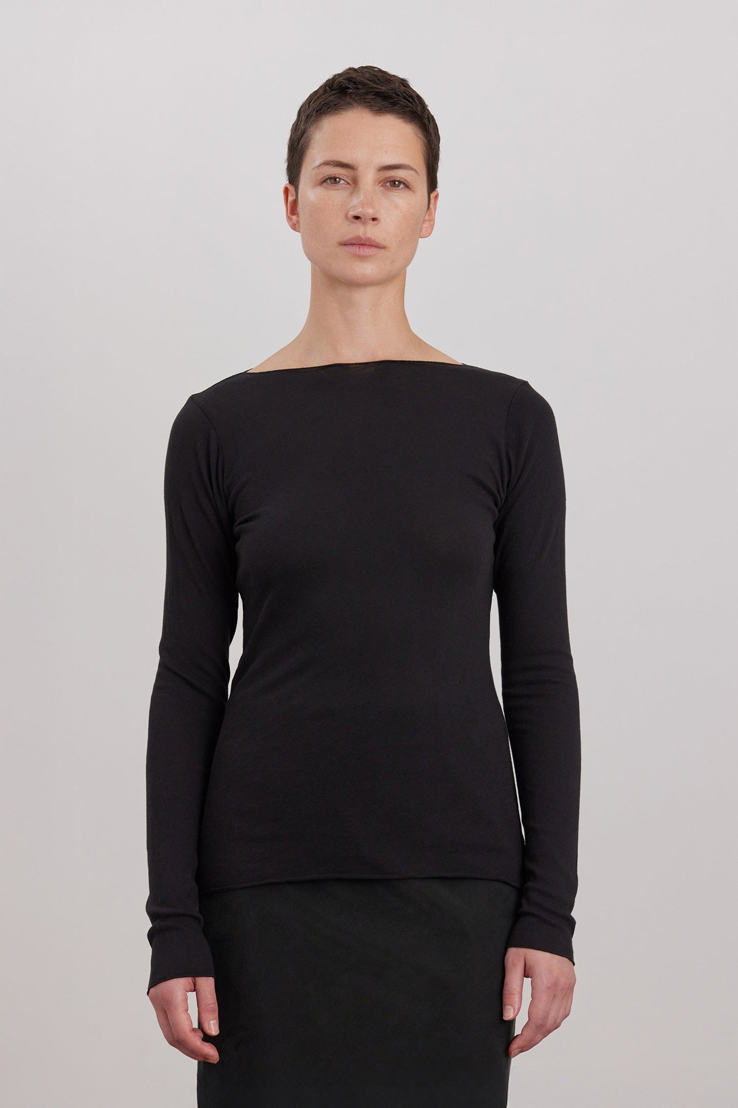 BOAT NECK LONG SLEEVE / BLACK