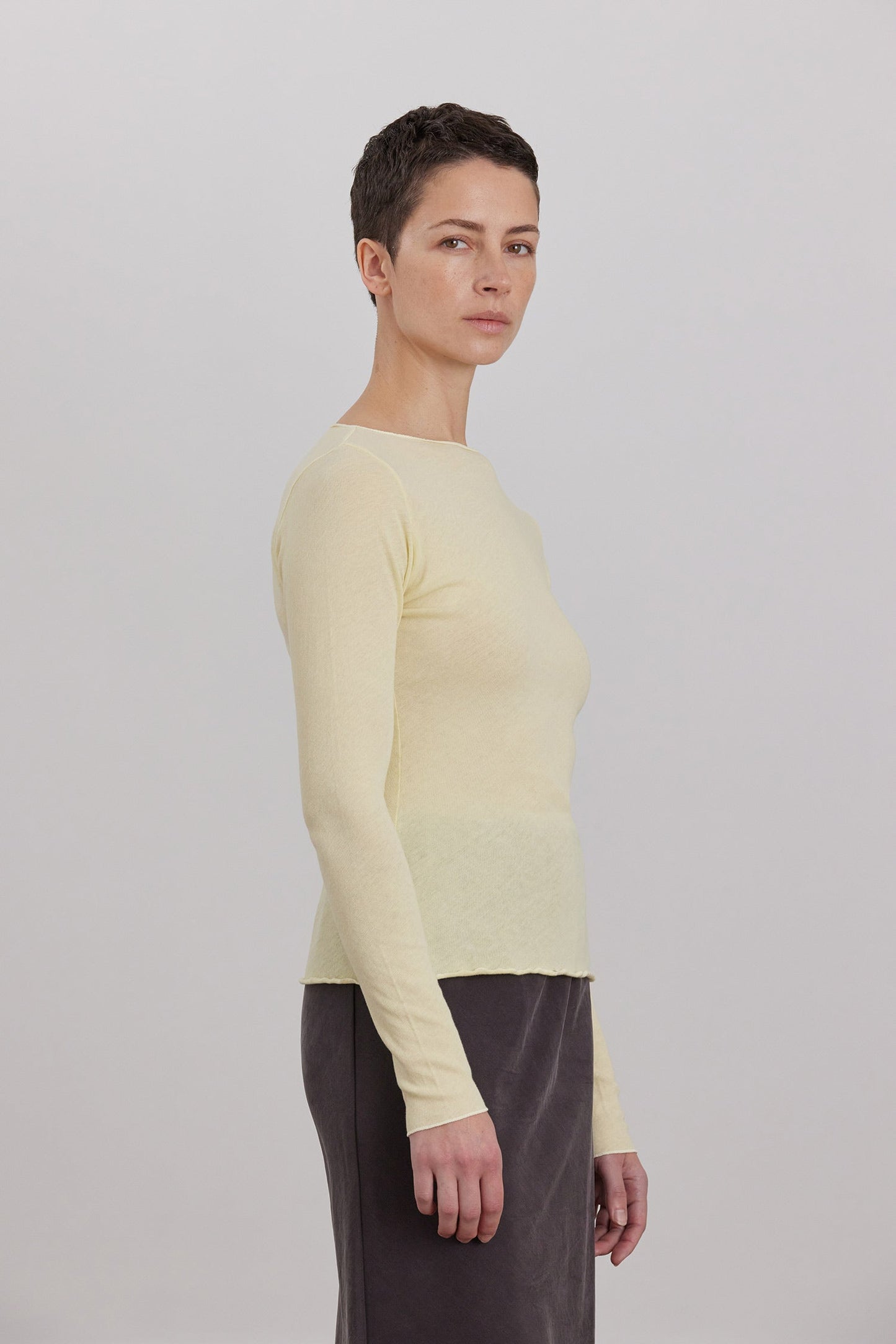 BOAT NECK LONG SLEEVE / CUSTARD