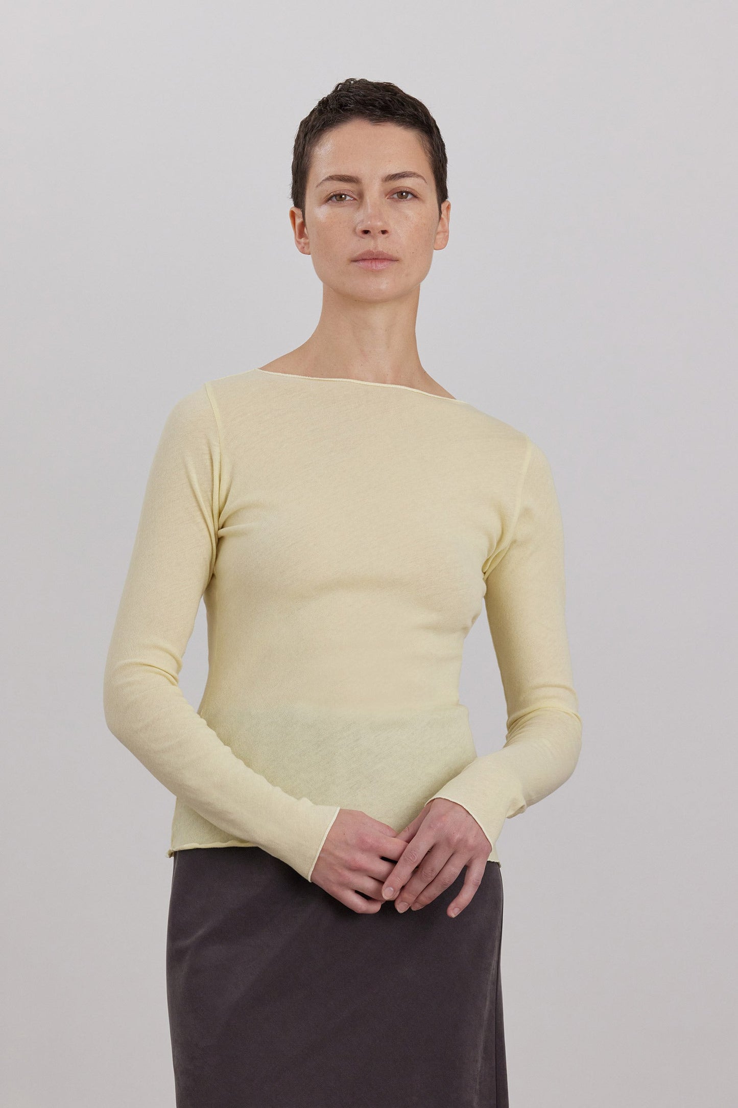 BOAT NECK LONG SLEEVE / CUSTARD