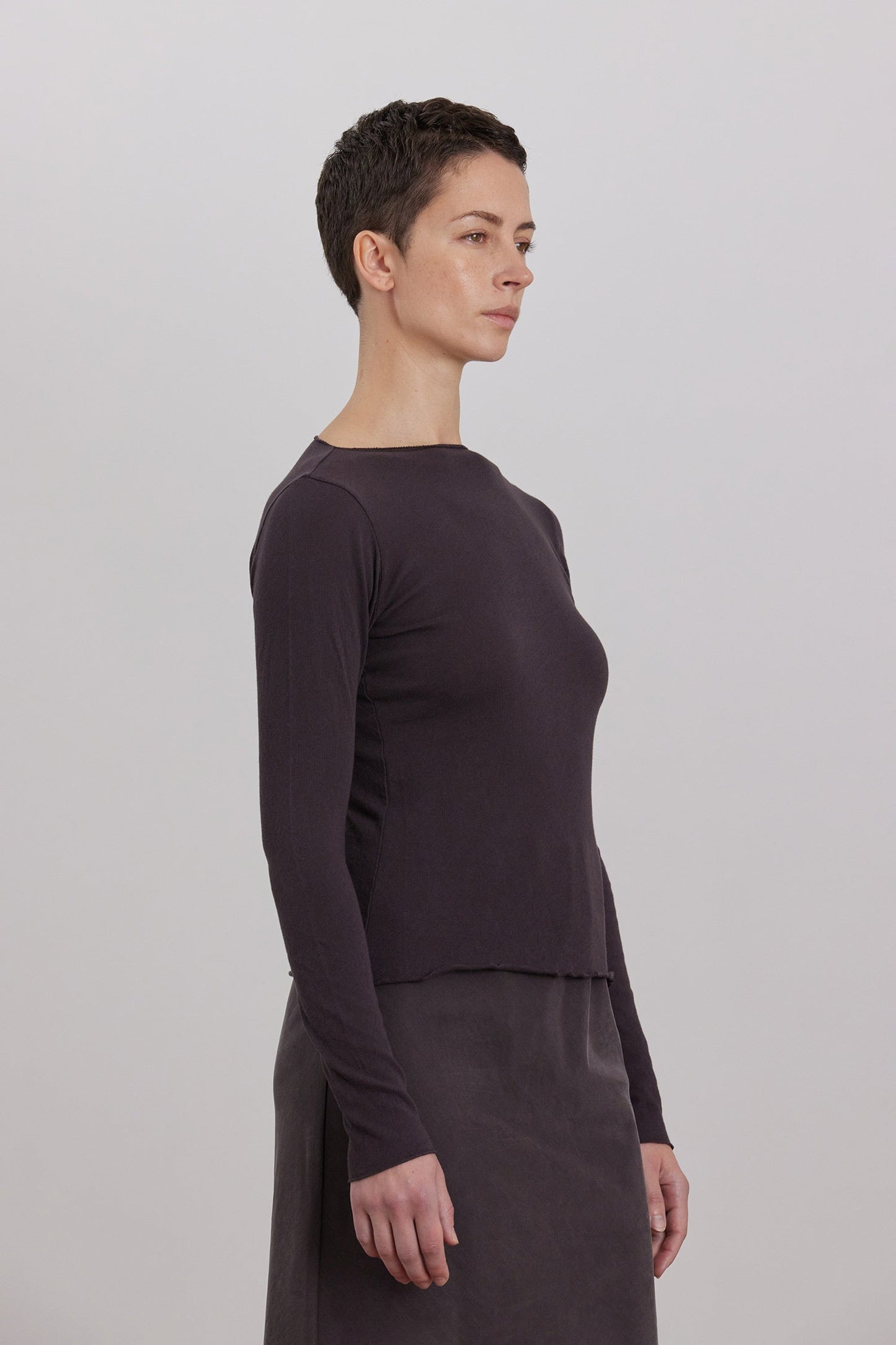 BOAT NECK LONG SLEEVE / DK. PLUM