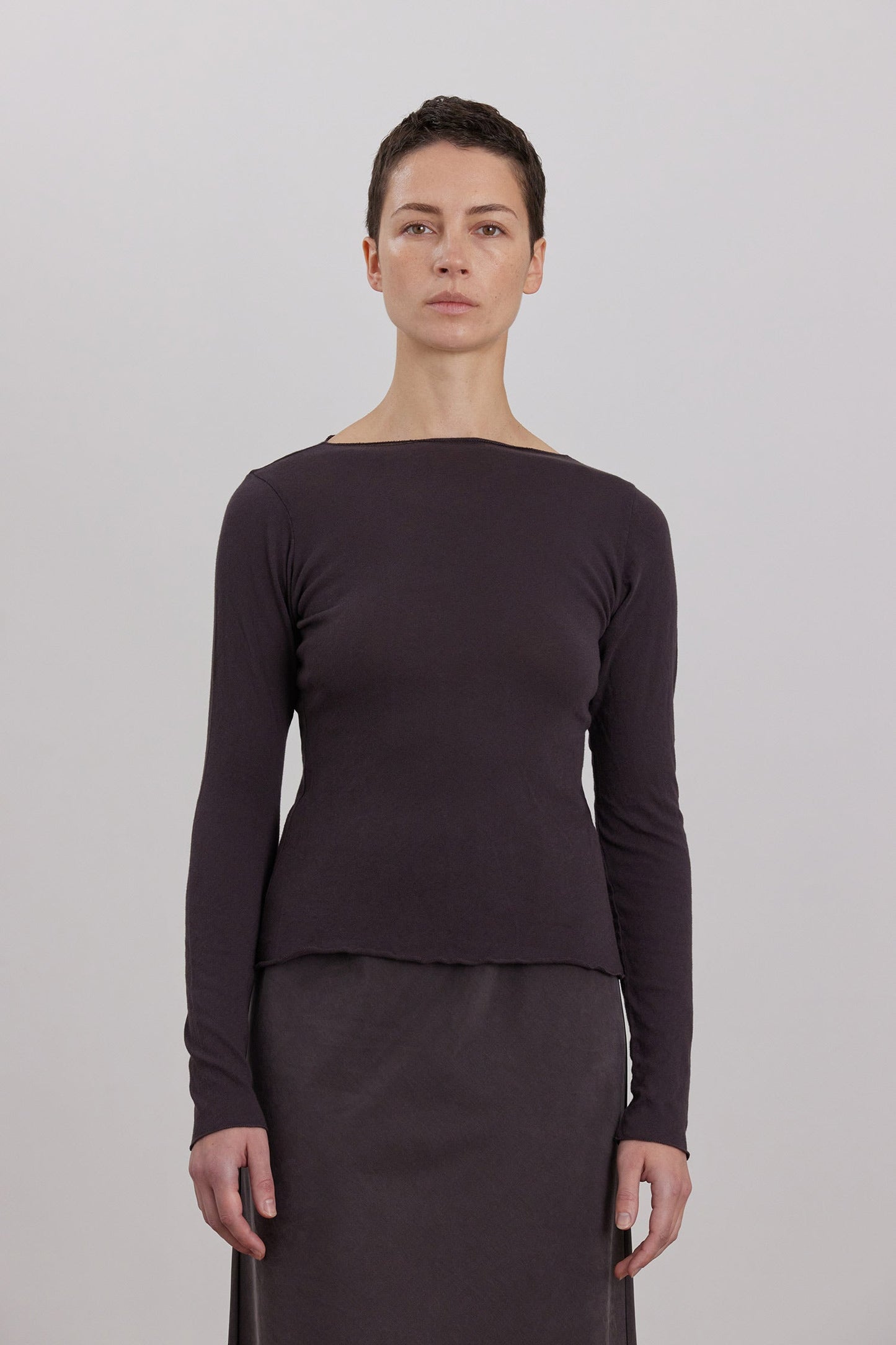 BOAT NECK LONG SLEEVE / DK. PLUM