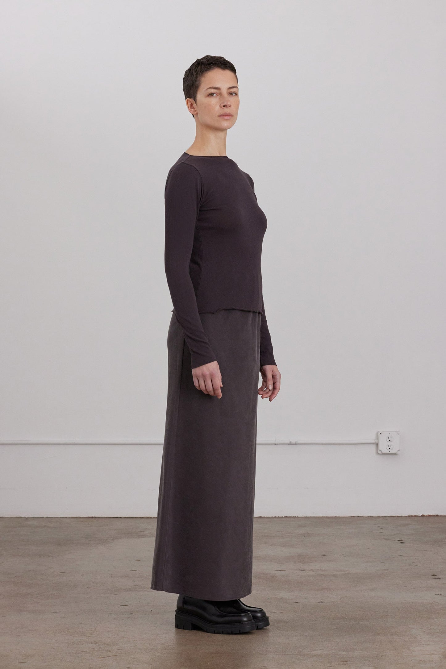 BOAT NECK LONG SLEEVE / DK. PLUM