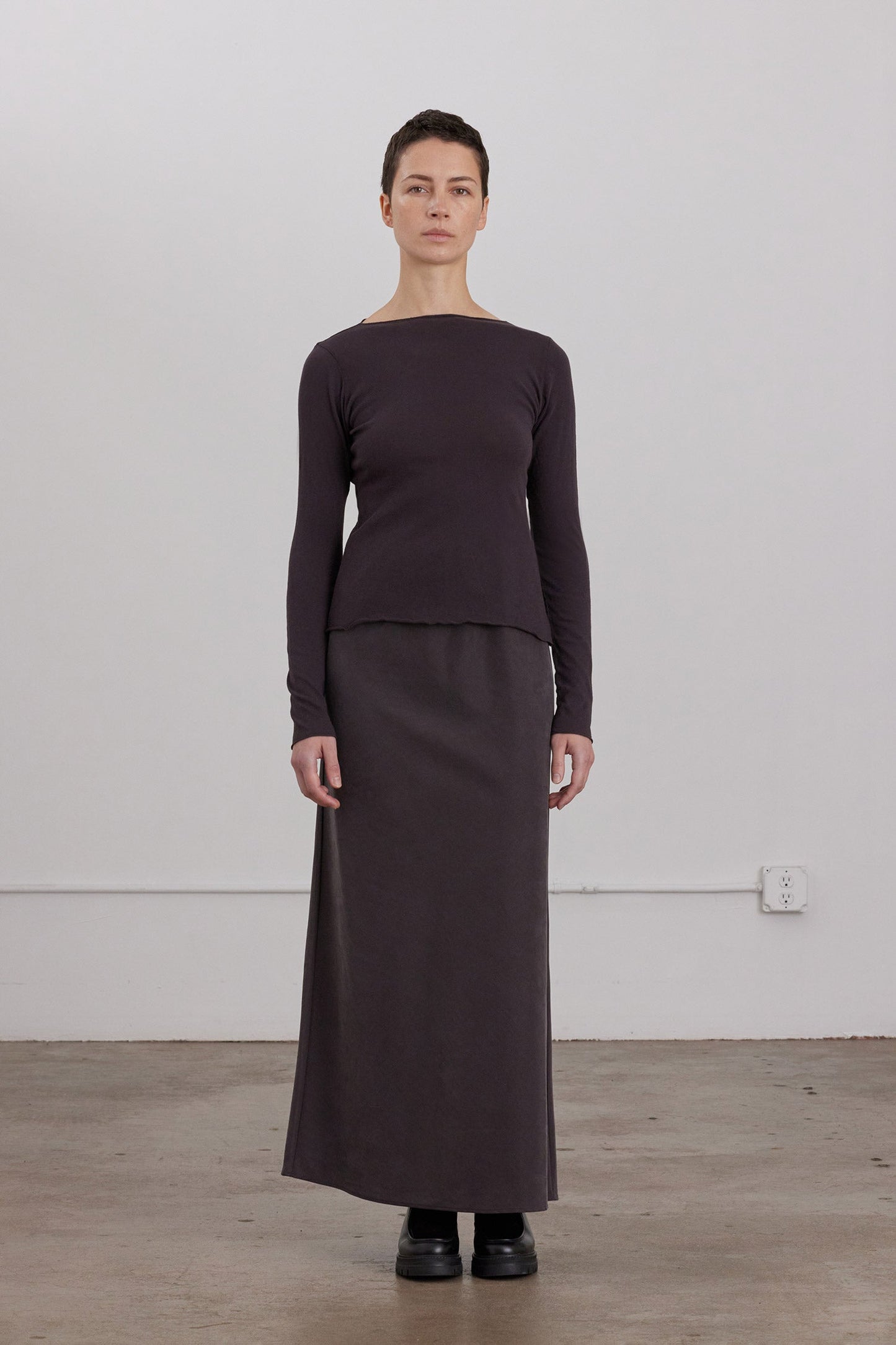 BOAT NECK LONG SLEEVE / DK. PLUM