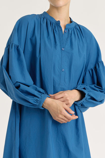 BALLOON SLEEVE DRESS / BLUE