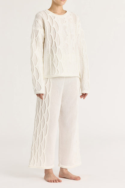 CABLE KNIT PANTS / IVORY