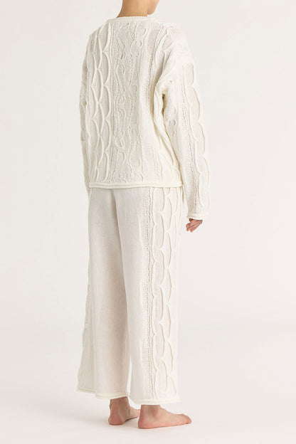 CABLE KNIT PANTS / IVORY