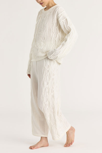 CABLE KNIT PANTS / IVORY