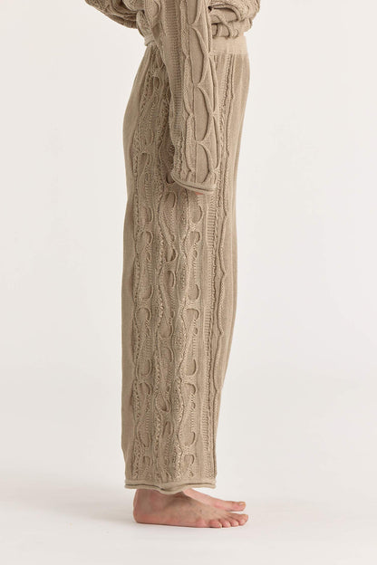 CABLE KNIT PANTS / TAUPE