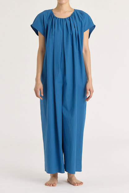 SHIRRED JUMPSUITS / BLUE