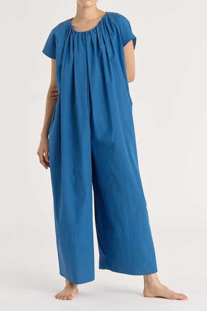 SHIRRED JUMPSUITS / BLUE