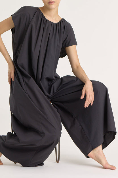 SHIRRED JUMPSUITS / BLACK