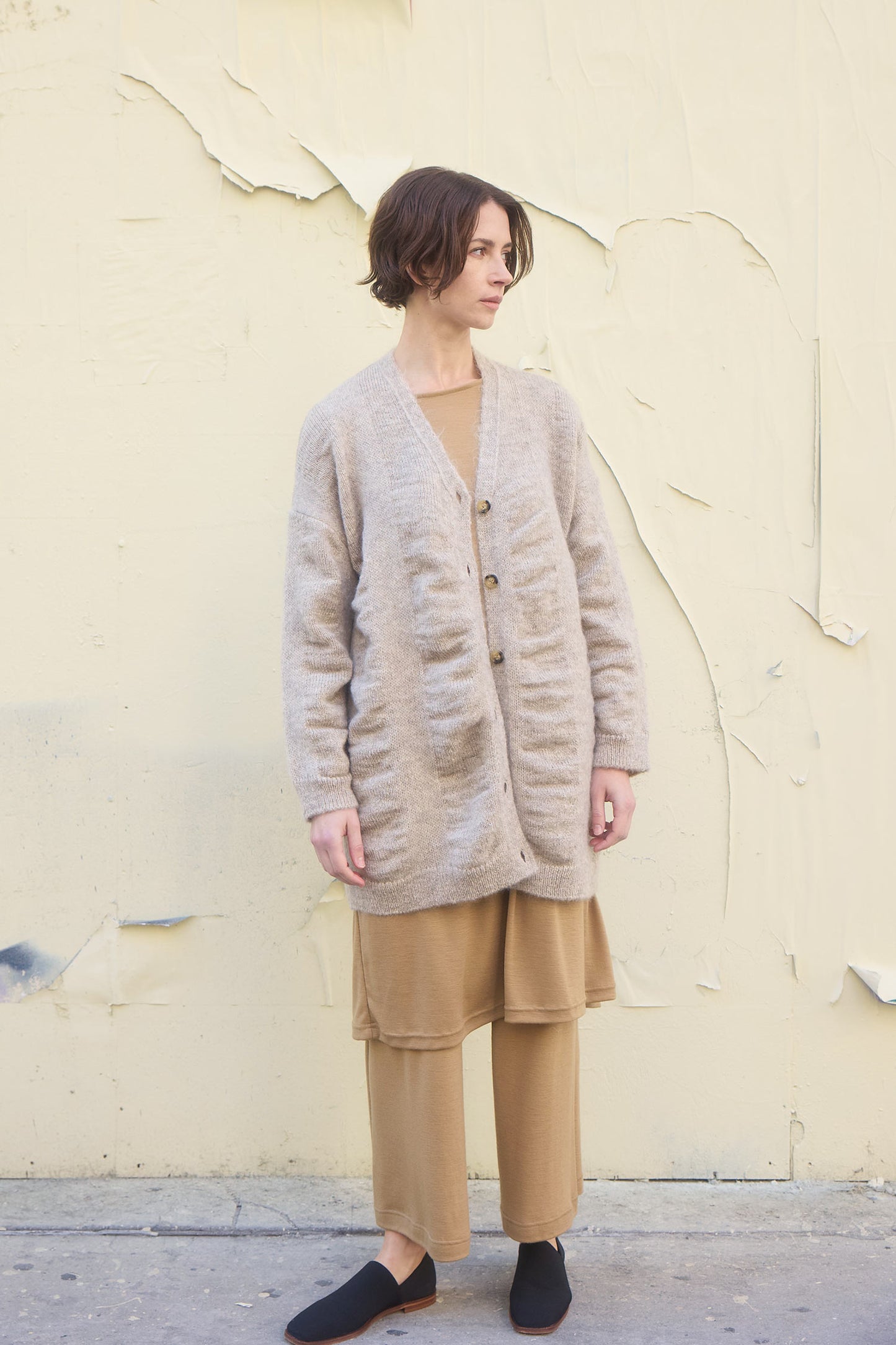 WATERFALL OVERSIZED LONG CARDIGAN / NATURL