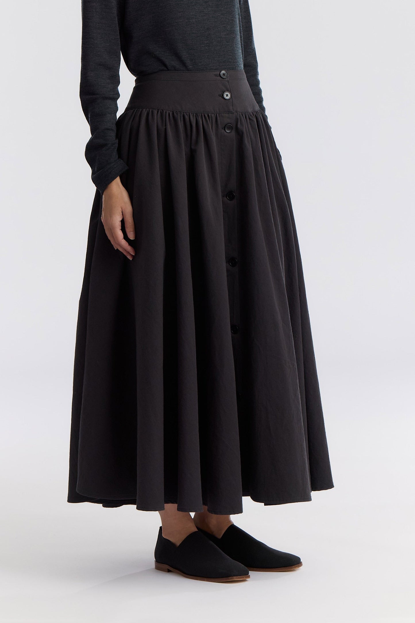 CIRCULAR SKIRT / DK. GREY