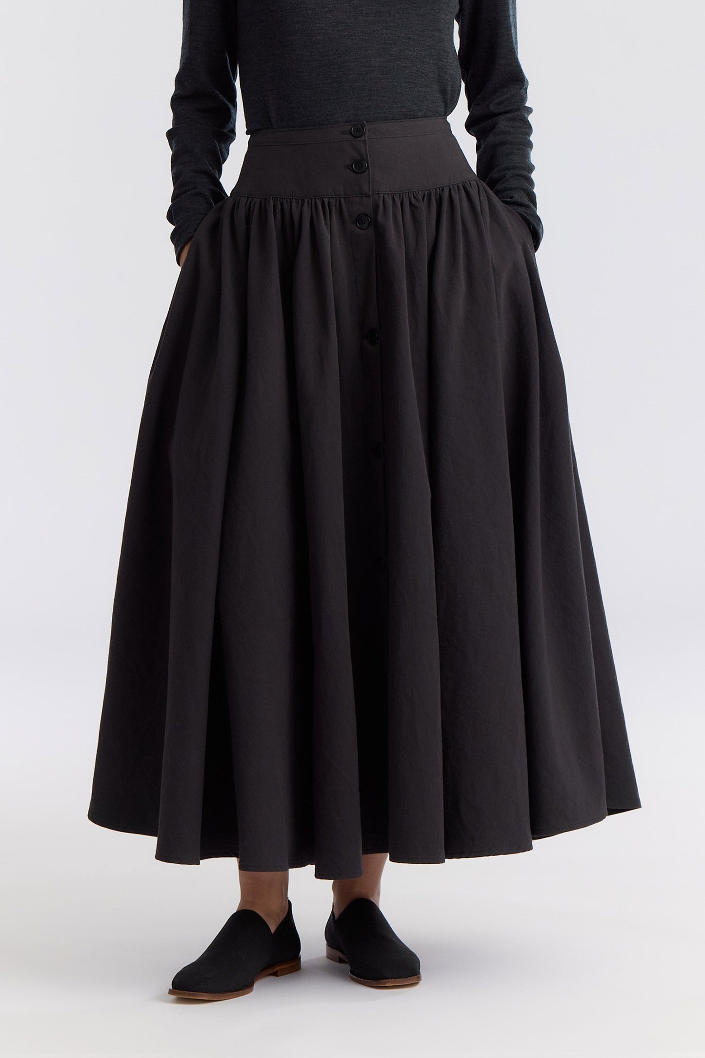 CIRCULAR SKIRT / DK. GREY