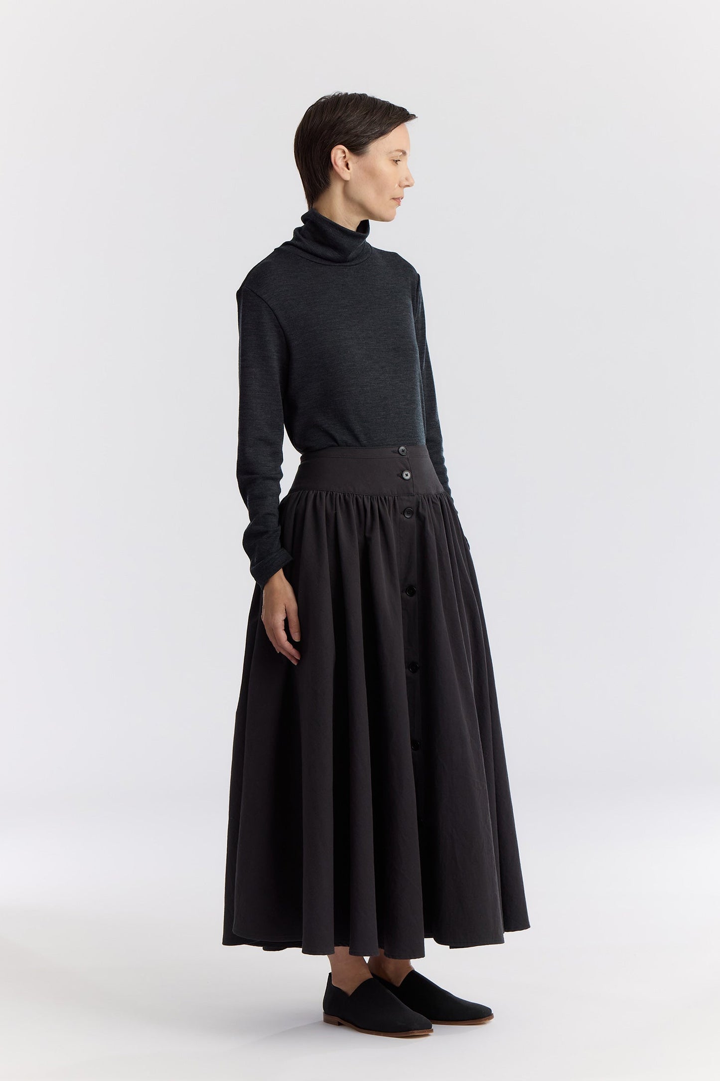 CIRCULAR SKIRT / DK. GREY