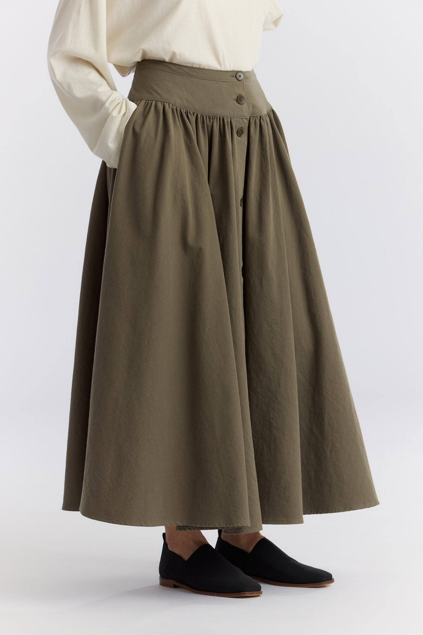 CIRCULAR SKIRT / DK. OLIVE